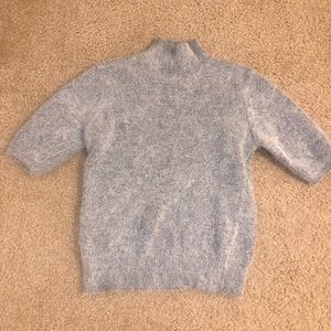🪩 BASIQU Sparkly Y2k Gray Mock-Neck Short Sleeve Sweater. Size S.